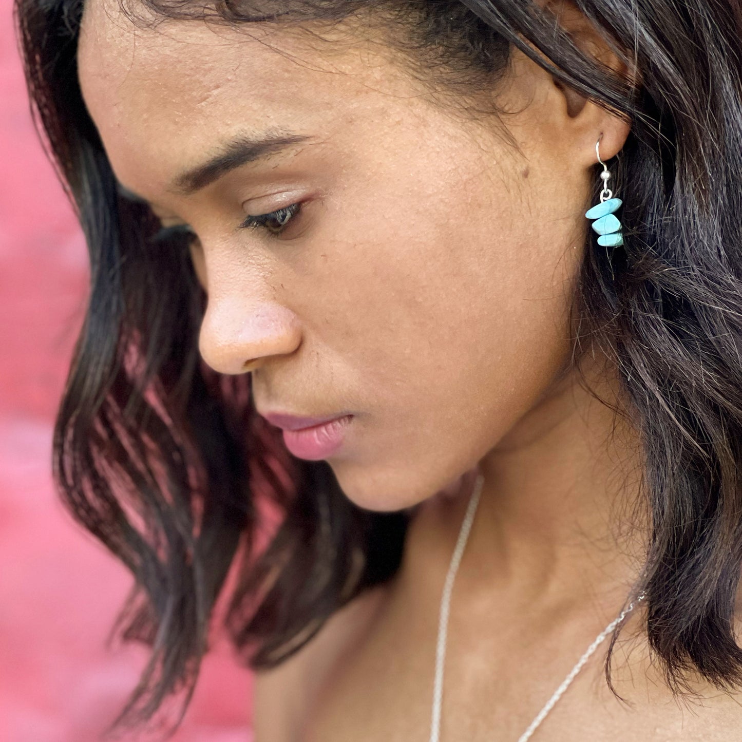 Silver Larimar Bead Dangles