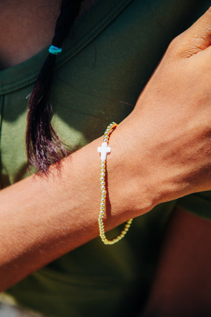 Mother of Pearl Cross Bracelet